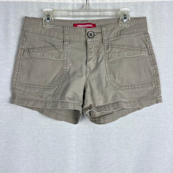 Vintage Union Bay Shorts Juniors Y2K Low Rise Micro Mini Khaki Grunge Granola - Picture 1 of 7